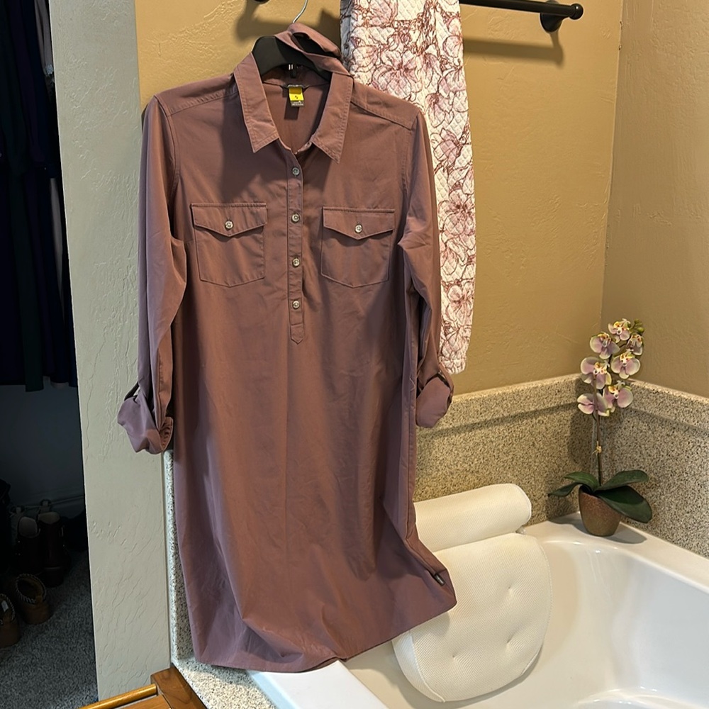 Eddie Bauer Travel Departure Tunic Mauve Shirt-Dress Size Petite Large
